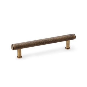 Alexander & Wilks Crispin Knurled T-bar Cupboard Pull Handle - Antique Brass - Centres 128mm