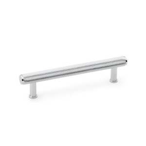 Alexander & Wilks Crispin Knurled T-bar Cupboard Pull Handle - Polished Chrome - Centres 128mm