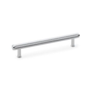 Alexander & Wilks Crispin Knurled T-bar Cupboard Pull Handle - Polished Chrome - Centres 160mm