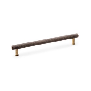 Alexander & Wilks Crispin Knurled T-bar Cupboard Pull Handle - Antique Brass - Centres 224mm