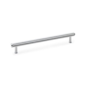 Alexander & Wilks Crispin Knurled T-bar Cupboard Pull Handle - Polished Chrome - Centres 224mm