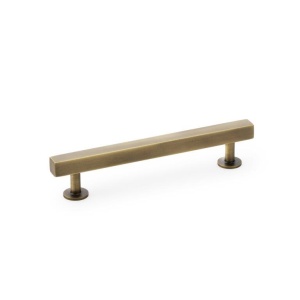 Alexander & Wilks Square T-Bar Cabinet Pull Handle - Antique Brass - Centres 128mm