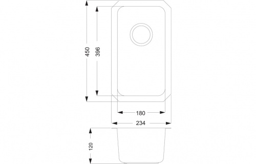 Prima+ 0.5B R25 Undermount Sink - St/Steel