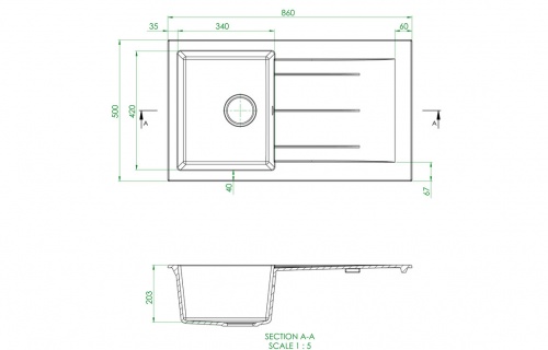 Prima+ Compact Granite 1B & Drainer Inset Sink - White