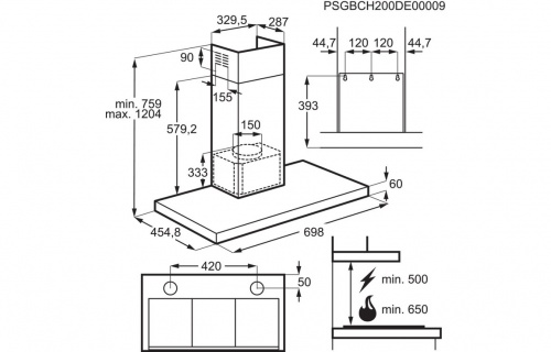 AEG DBE5761HG 70cm Box Chimney Hood - St/Steel