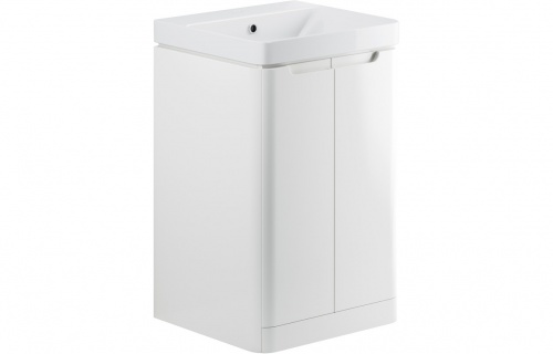 Bona 500mm 2 Door Floor Standing Cloakroom Basin Unit - White Gloss