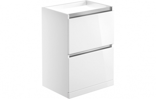 Lomand 600mm 2 Drawer Floor Standing Basin Unit (No Top) - White Gloss
