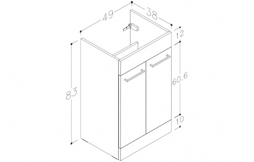 Haydon 510mm Floor Standing 2 Door Basin Unit w/Basin - White Gloss