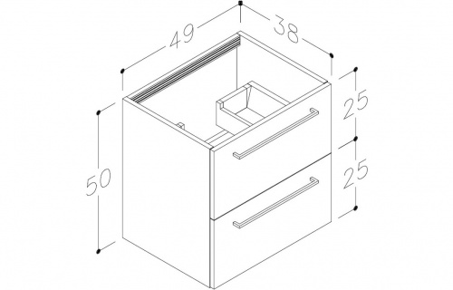 Haydon 510mm Wall Hung 2 Drawer Basin Unit w/Basin - White Gloss