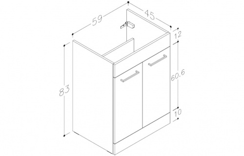 Haydon 610mm Floor Standing 2 Door Basin Unit w/Basin - Grey Gloss