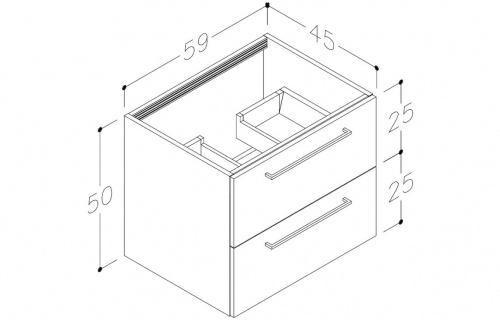 Haydon 610mm Wall Hung 2 Drawer Basin Unit w/Basin - Anthracite Gloss