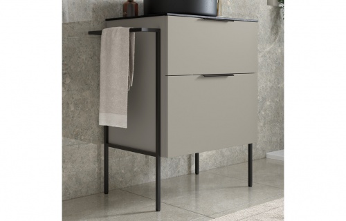 Harman 610mm 2 Drawer Wall Unit & Basin - Matt Latte