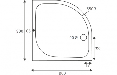 45mm Deluxe 900mm Quadrant Tray & Waste