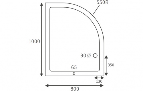 45mm Deluxe 1000x800mm Offset Quadrant Tray & Waste (RH)