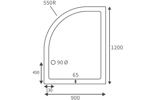 45mm Deluxe 1200x900mm Offset Quadrant Tray & Waste (LH)