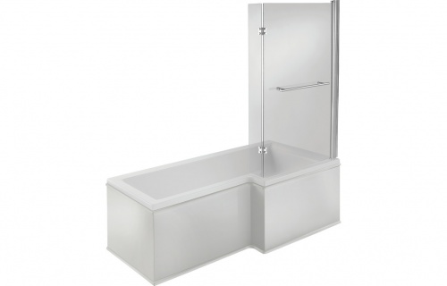 Laurel L Shape SUPERCAST 1700x850x560mm 0TH Shower Bath Pack - Right Handed