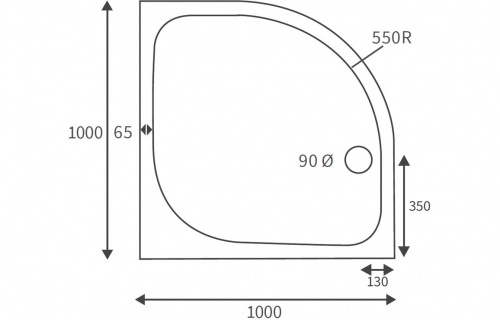 45mm Deluxe 1000mm Quadrant Tray & Waste