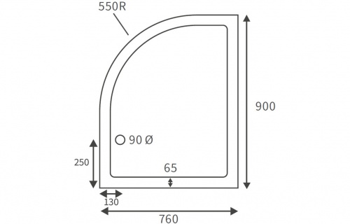 45mm Deluxe 900x760mm Offset Quadrant Tray & Waste (LH)