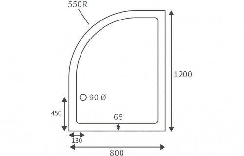 45mm Deluxe 1200x800mm Offset Quadrant Tray & Waste (LH)