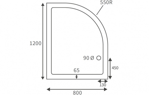 45mm Deluxe 1200x800mm Offset Quadrant Tray & Waste (RH)