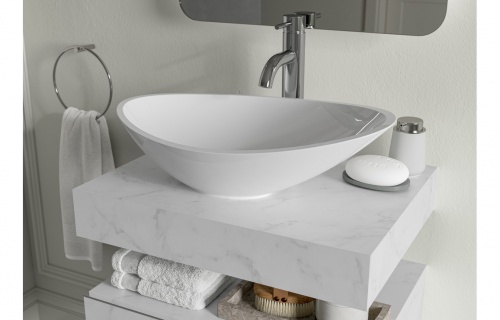 Nature 800mm Wall Hung Basin Shelf - White Marble