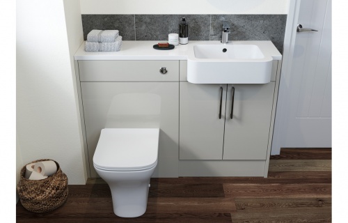 Albia 1242mm Basin & WC Unit Pack (RH) - Light Grey Gloss