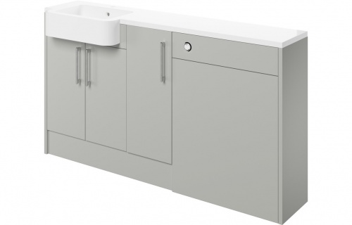 Albia 1542mm Basin  WC & 1 Door Unit Pack (LH) - Light Grey Gloss