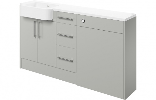 Albia 1542mm Basin  WC & 3 Drawer Unit Pack (LH) - Light Grey Gloss