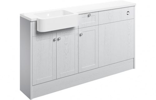 Apo 1542mm Basin  WC & 1 Drawer  1 Door Unit Pack (LH) - Satin White Ash