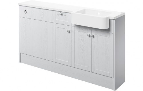 Apo 1542mm Basin  WC & 1 Drawer  1 Door Unit Pack (RH) - Satin White Ash