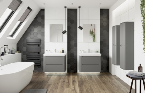 Bona 600mm 2 Door Floor Standing Basin Unit - Matt Grey