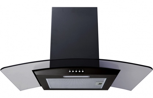 Prima Oven, Gas Hob & Curved Glass Chimney Hood Pack - Black