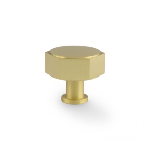 Vesper Hex Cabinet Knob - Satin Brass 40mm