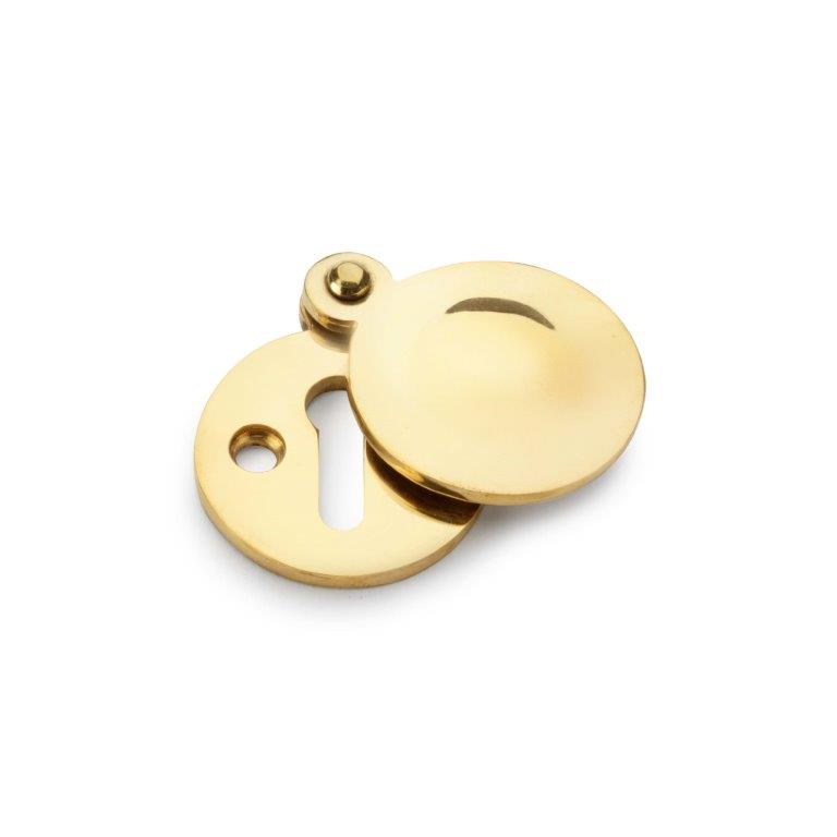Alexander & Wilks Standard Key Profile Round Escutcheon with Harris Design Cover - Unlacquered Brass