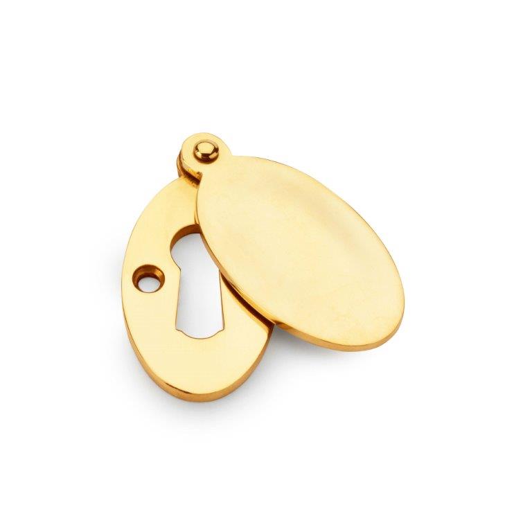 Alexander & Wilks Standard Key Profile Ellipse Escutcheon with Harris Design Cover - Unlacquered Brass