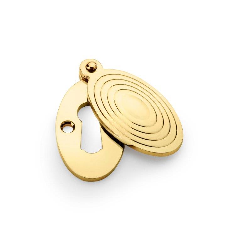 Alexander & Wilks Standard Key Profile Ellipse Escutcheon with Christoph Design Cover - Unlacquered Brass