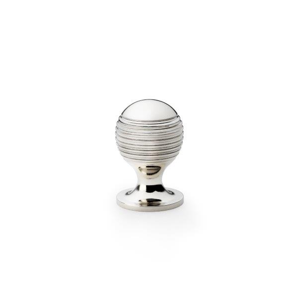 Alexander & Wilks Caesar Cupboard Knob on Round Rose - Polished Nickel - 25mm