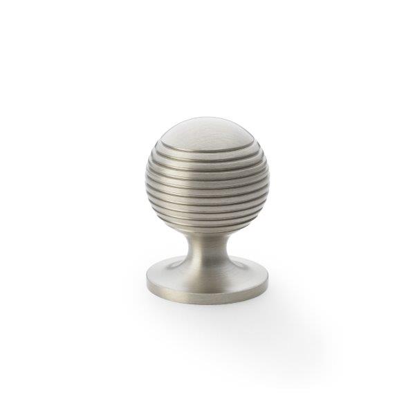 Alexander & Wilks Caesar Cupboard Knob on Round Rose - Satin Nickel - 32mm