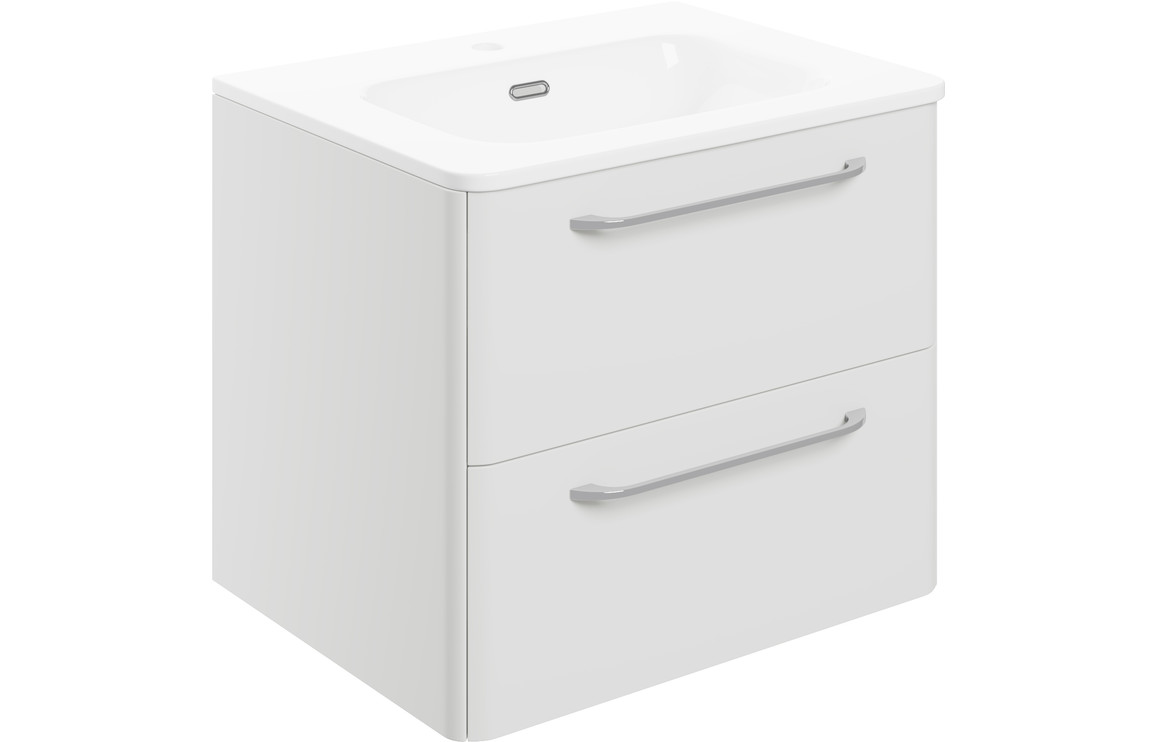 Blackburn 810Mm 2 Drawer Wall Unit & Basin - White Gloss