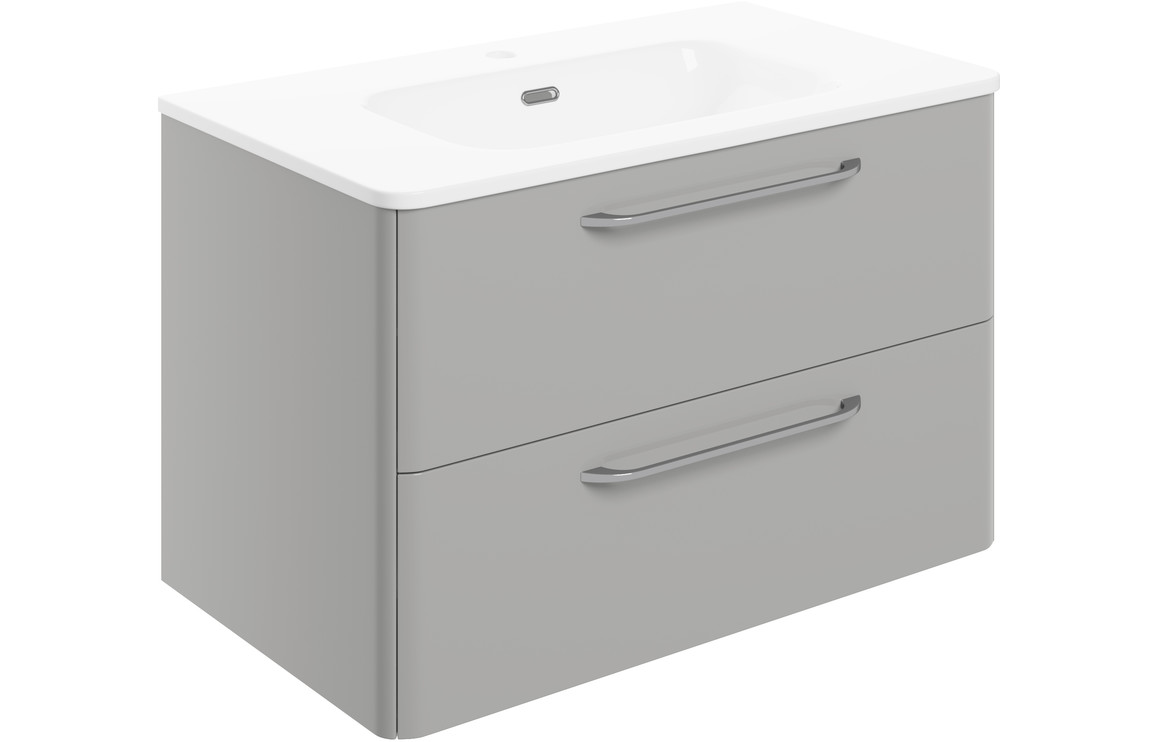 Blackburn 810Mm 2 Drawer Wall Unit & Basin - Grey Gloss