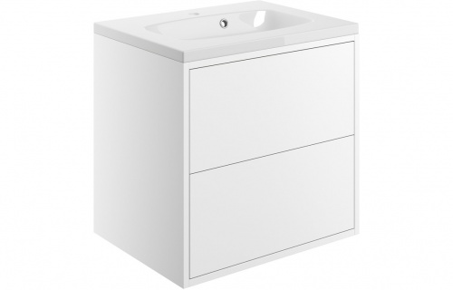 Elbert 600mm 2 Drawer Wall Hung Basin Unit Inc. Basin - Matt White