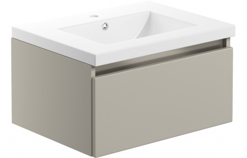 Lomand 615mm 1 Drawer Wall Hung Basin Unit Inc. Basin - Latte