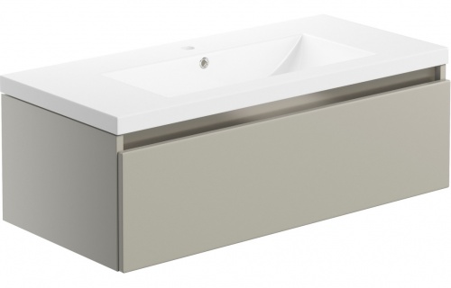 Lomand 815mm 1 Drawer Wall Hung Basin Unit Inc. Basin - Latte