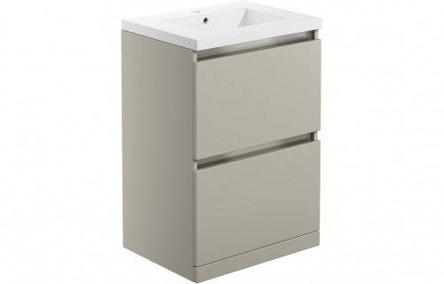 Lomand 615mm 2 Drawer Floor Standing Basin Unit Inc. Basin - Latte