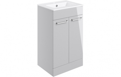 Haydon 510mm Floor Standing 2 Door Basin Unit w/Basin - Grey Gloss