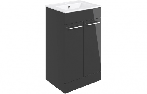 Haydon 510mm Floor Standing 2 Door Basin Unit w/Basin - Anthracite Gloss