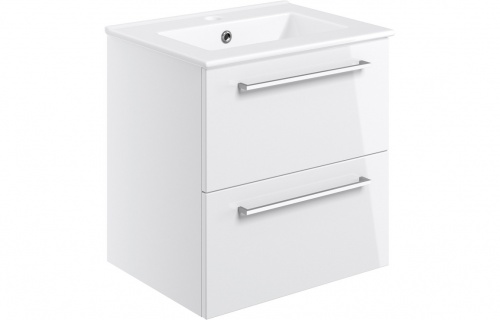 Haydon 510mm Wall Hung 2 Drawer Basin Unit w/Basin - White Gloss