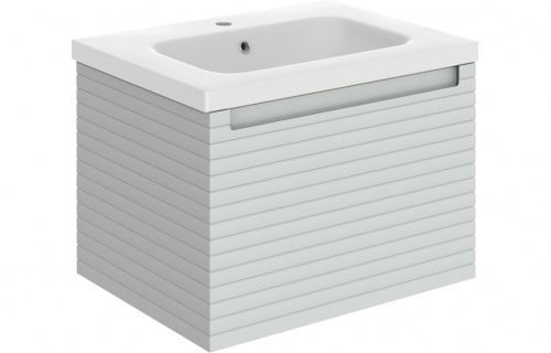 Groove 615mm Wall Hung 1 Drawer Basin Unit & Basin - Matt Mineral Grey