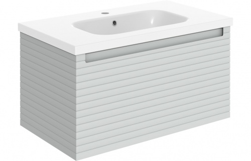 Groove 815mm Wall Hung 1 Drawer Basin Unit & Basin - Matt Mineral Grey