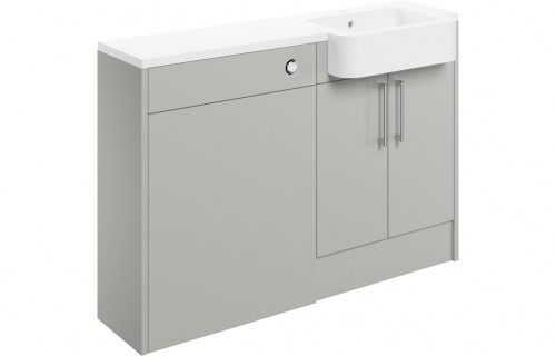 Albia 1242mm Basin & WC Unit Pack (RH) - Light Grey Gloss